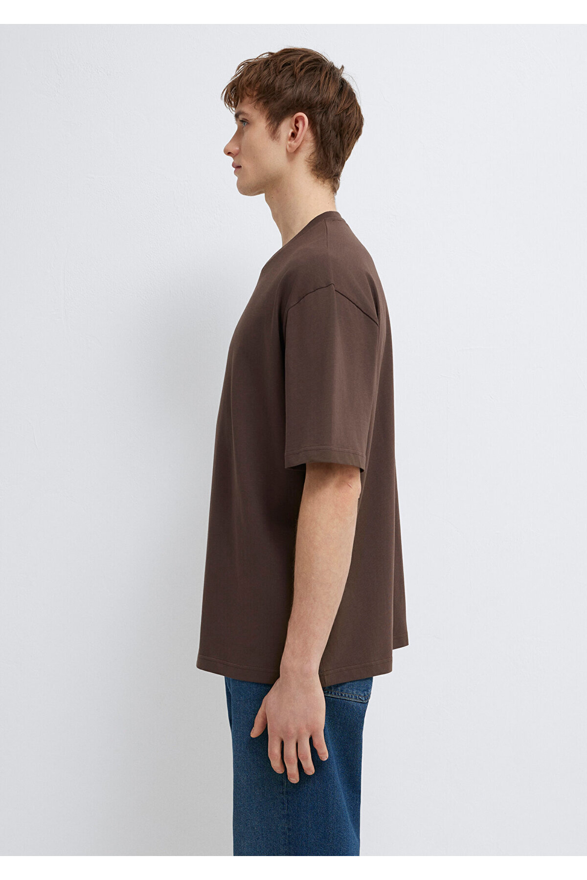 Logo Kahverengi Basic Tişört Relaxed Fit / Rahat Kesim 0613093-70251