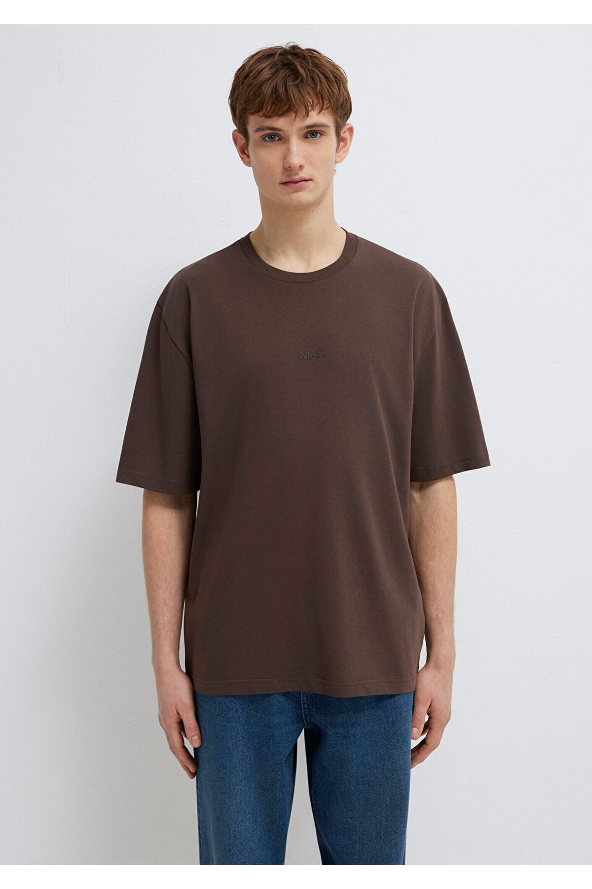 Logo Kahverengi Basic Tişört Relaxed Fit / Rahat Kesim 0613093-70251