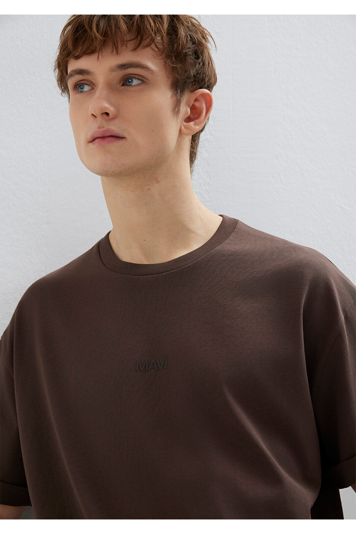 Logo Kahverengi Basic Tişört Relaxed Fit / Rahat Kesim 0613093-70251