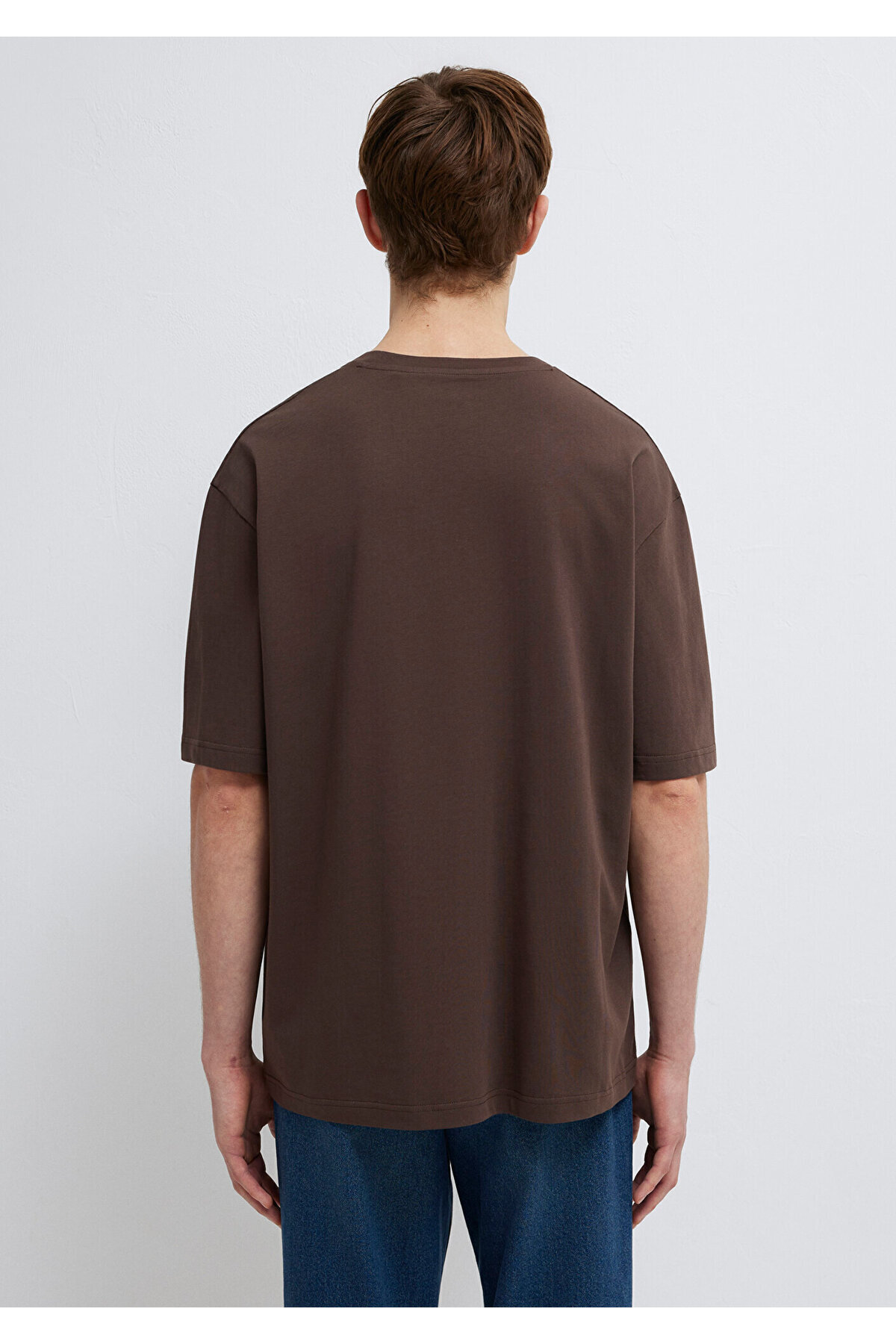Logo Kahverengi Basic Tişört Relaxed Fit / Rahat Kesim 0613093-70251