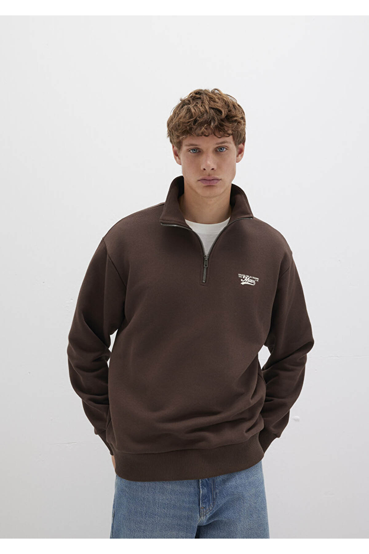 Logo Kahverengi Erkek Sweatshirt M0S10465-88067