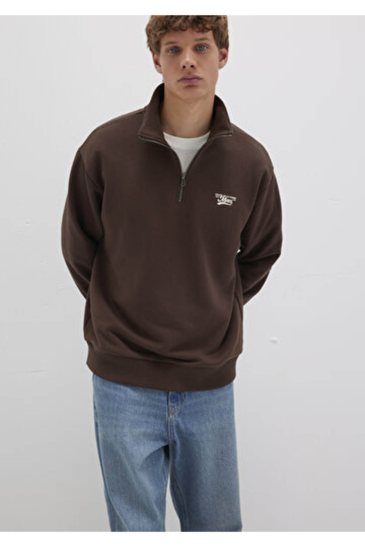 Logo Kahverengi Erkek Sweatshirt M0S10465-88067