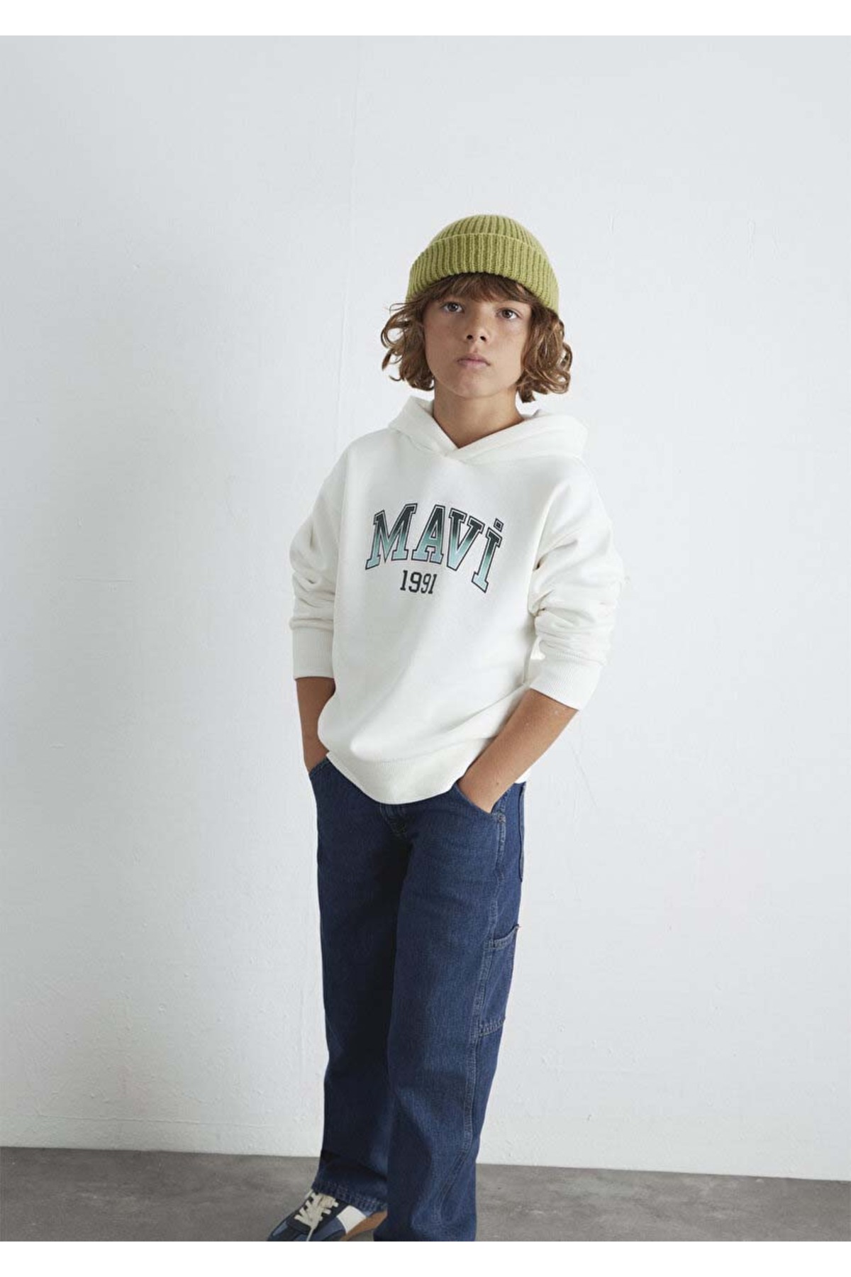 Logo Kapüşonlu Ekru Sweatshirt 6S10167-70057