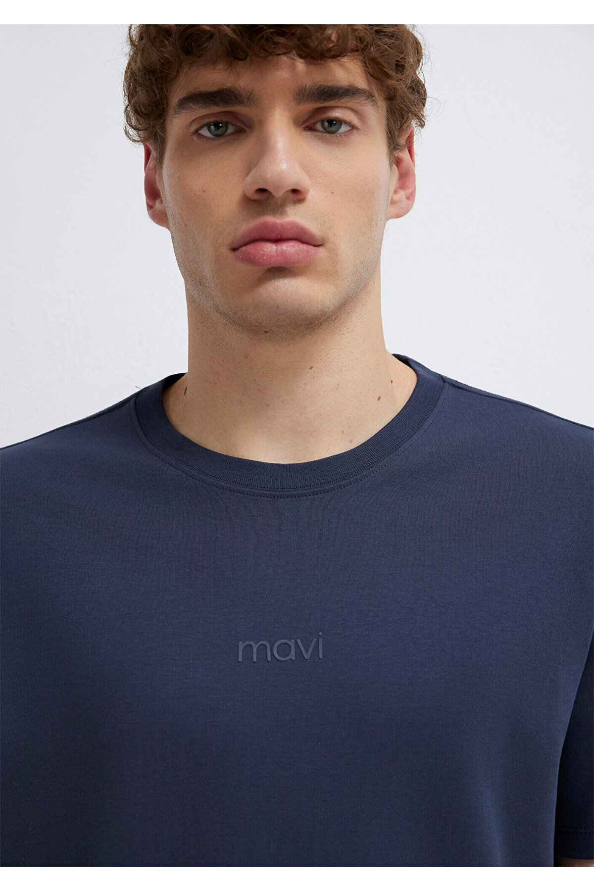 Logo Lacivert Basic İnterlok Tişört Loose Fit / Bol Rahat Kesim 0613102-85315
