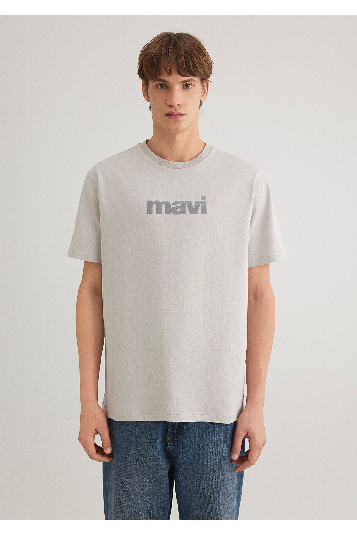 Logo Sırt Baskılı Gri Tişört Loose Fit / Bol Rahat Kesim 0612522-70074