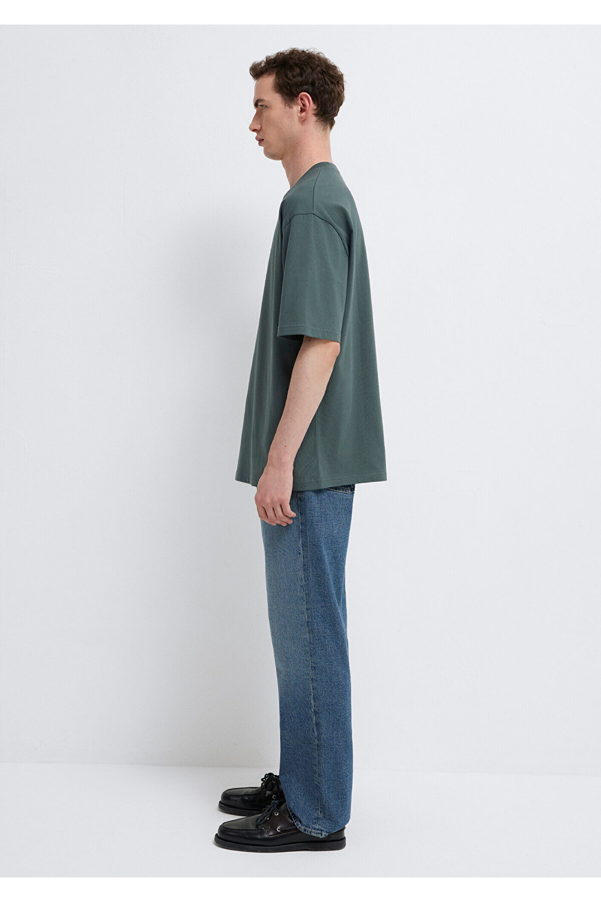 Logo Yeşil Basic Tişört Relaxed Fit / Rahat Kesim 0613093-71598