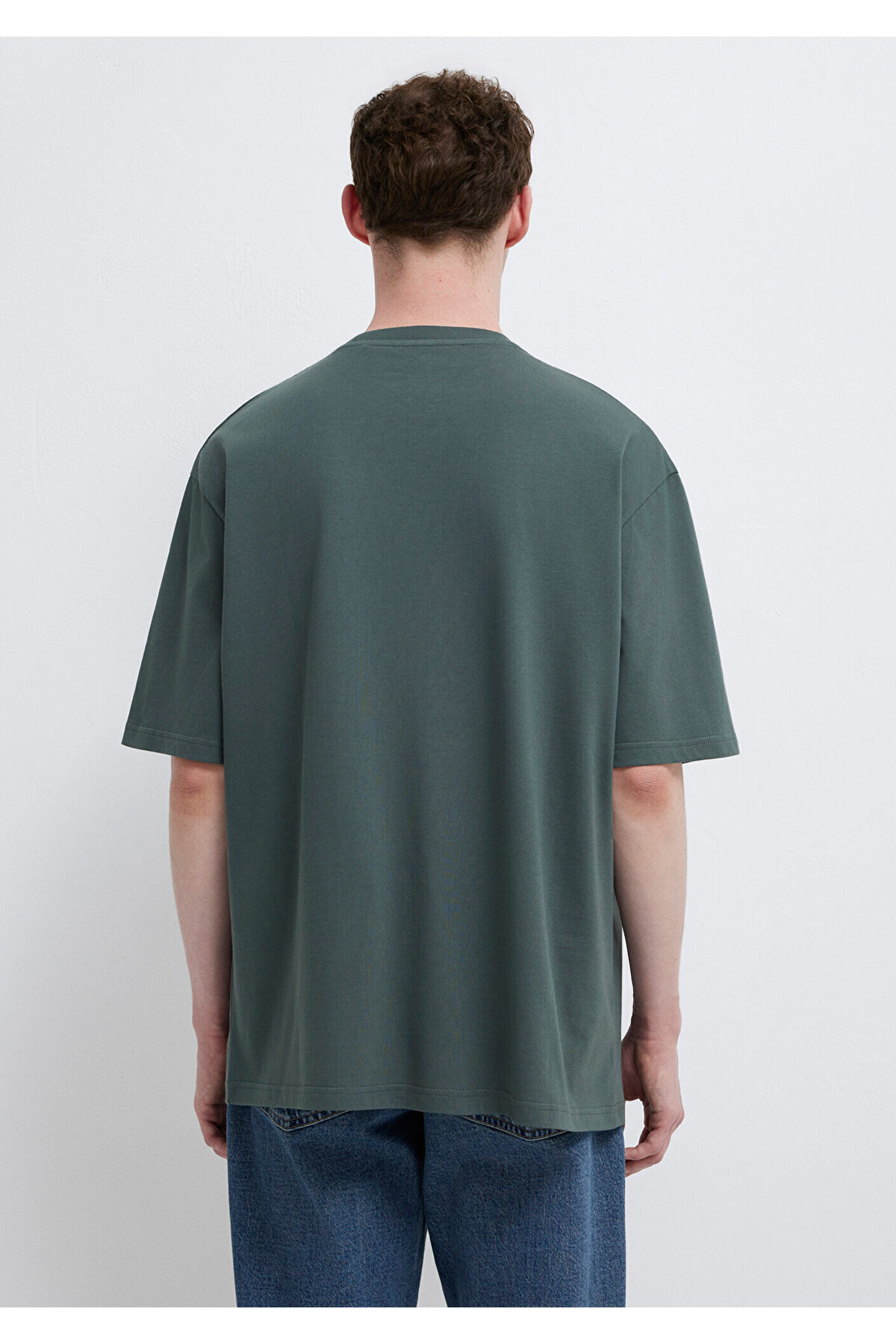 Logo Yeşil Basic Tişört Relaxed Fit / Rahat Kesim 0613093-71598