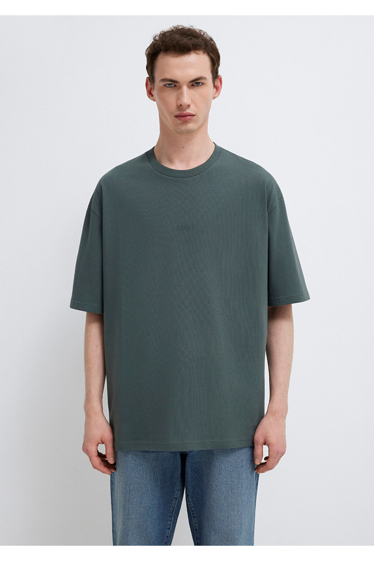 Logo Yeşil Basic Tişört Relaxed Fit / Rahat Kesim 0613093-71598