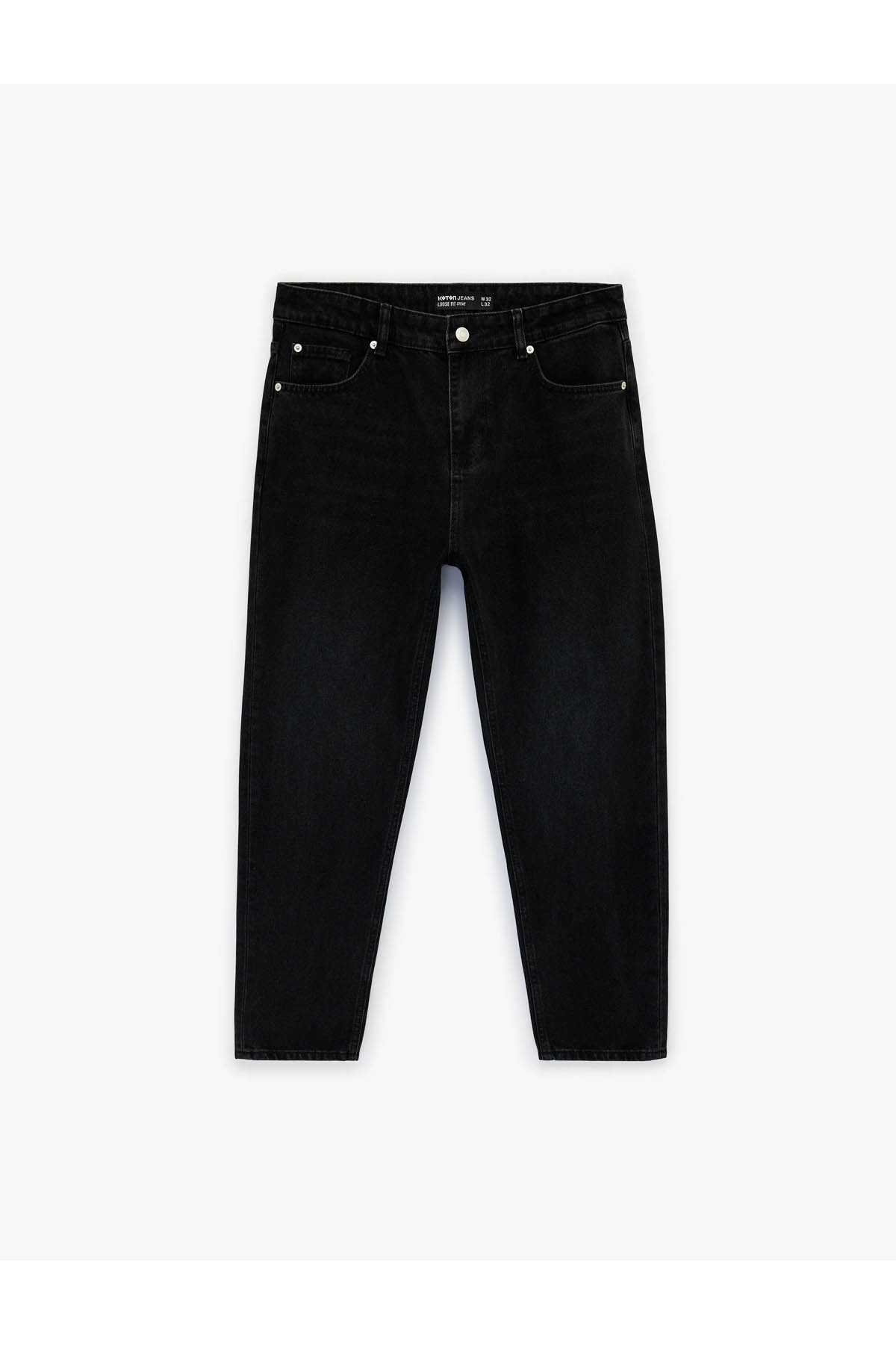 Loose Straight Fit Siyah Erkek Jean Pantolon 6SAM40214ND