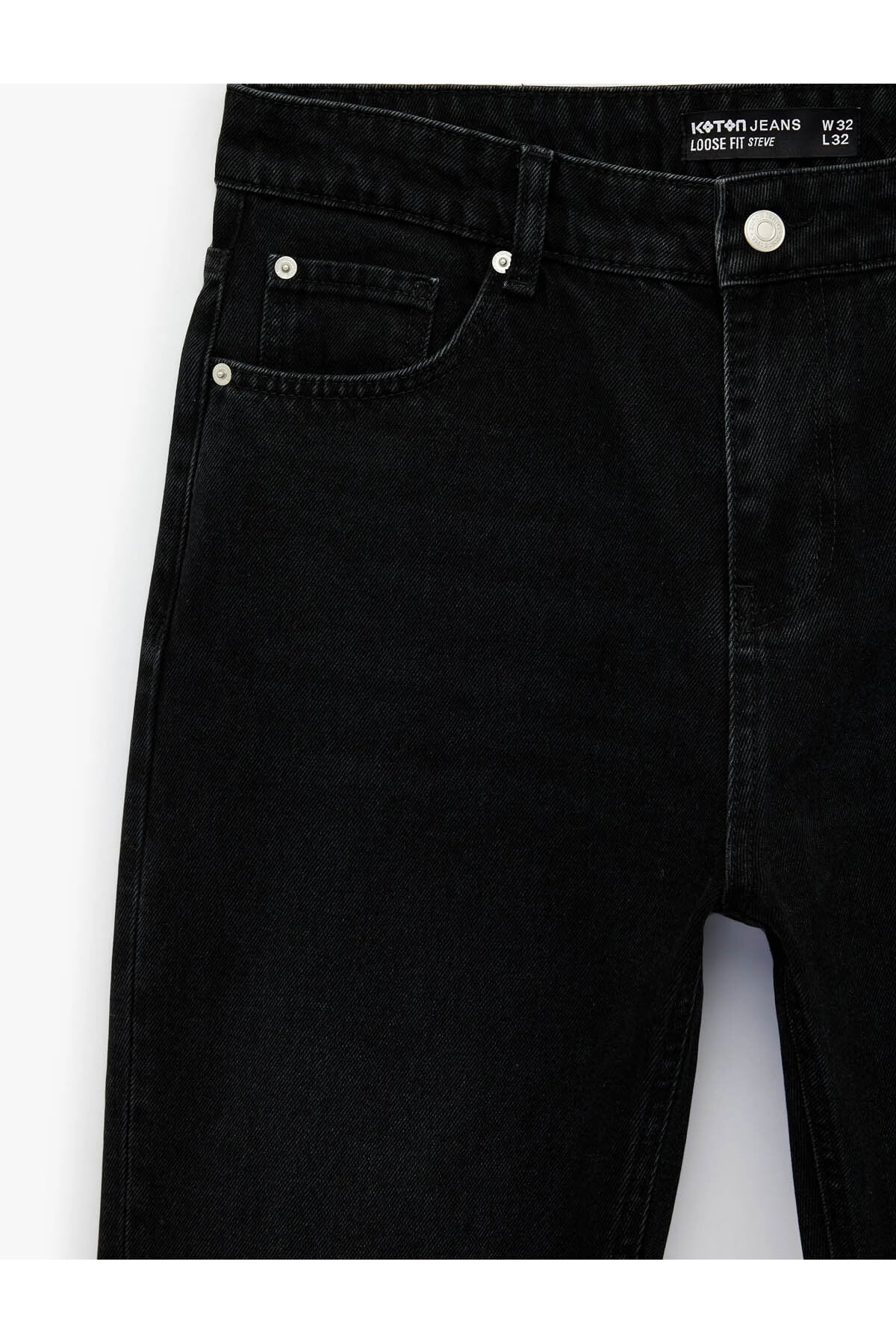 Loose Straight Fit Siyah Erkek Jean Pantolon 6SAM40214ND