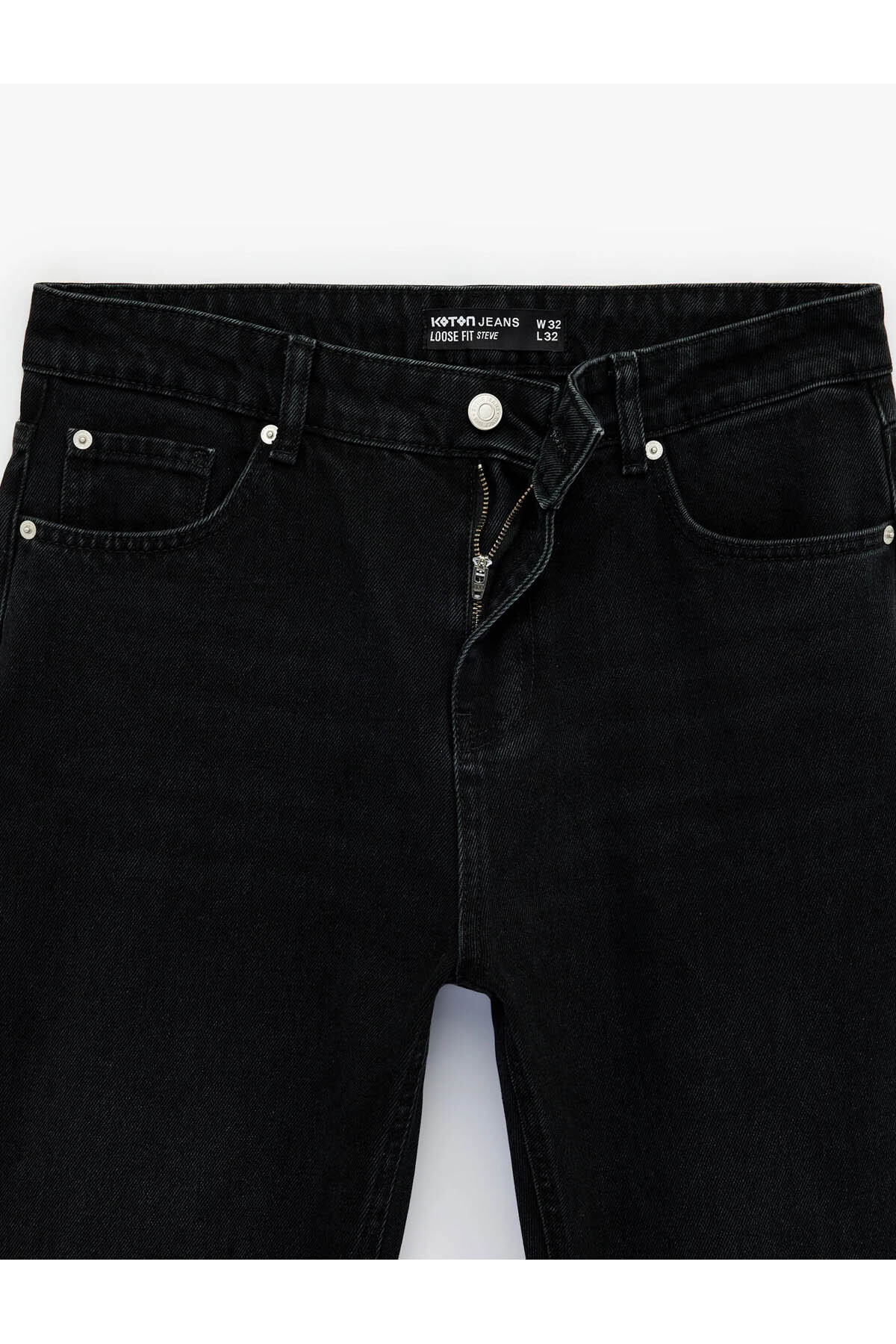 Loose Straight Fit Siyah Erkek Jean Pantolon 6SAM40214ND