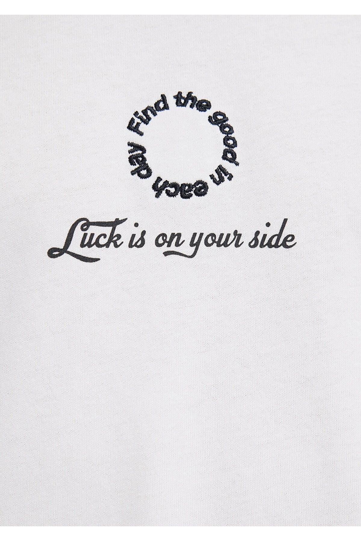 Luck Is In Your Side Baskılı Ekru Tişört Oversize / Geniş Kesim 0613183-70057