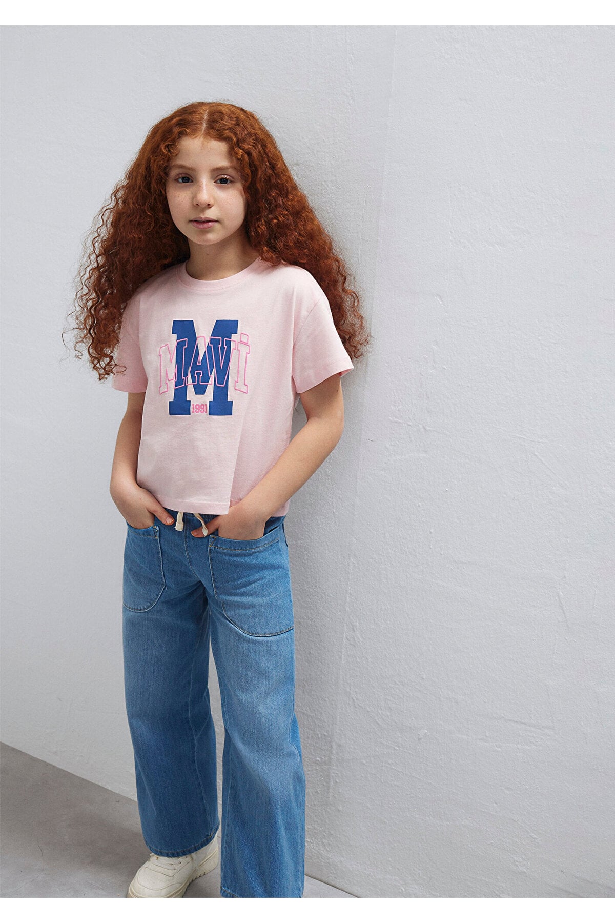 M Logo Baskılı Pembe Tişört Loose Fit / Bol Rahat Kesim 7610390-71007