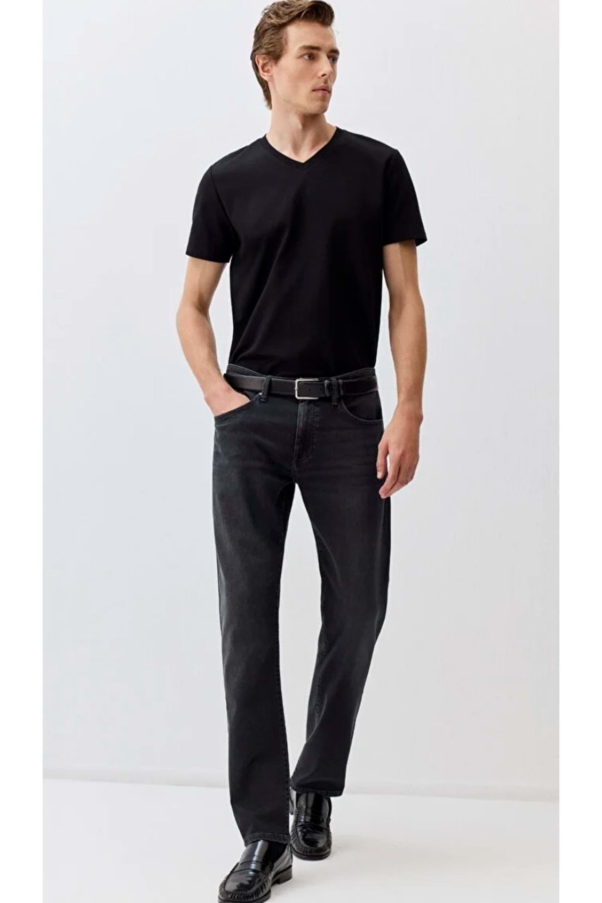 M0035190826 Marcus Edition Koyu Gri Smoke Jean Pantolon Erkek Kot Pantolon FÜME