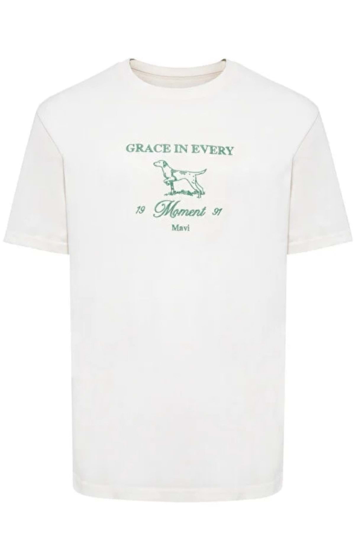 M0613159 Grace In Every Nakışlı Tişört Erkek T-Shirt YEŞİL