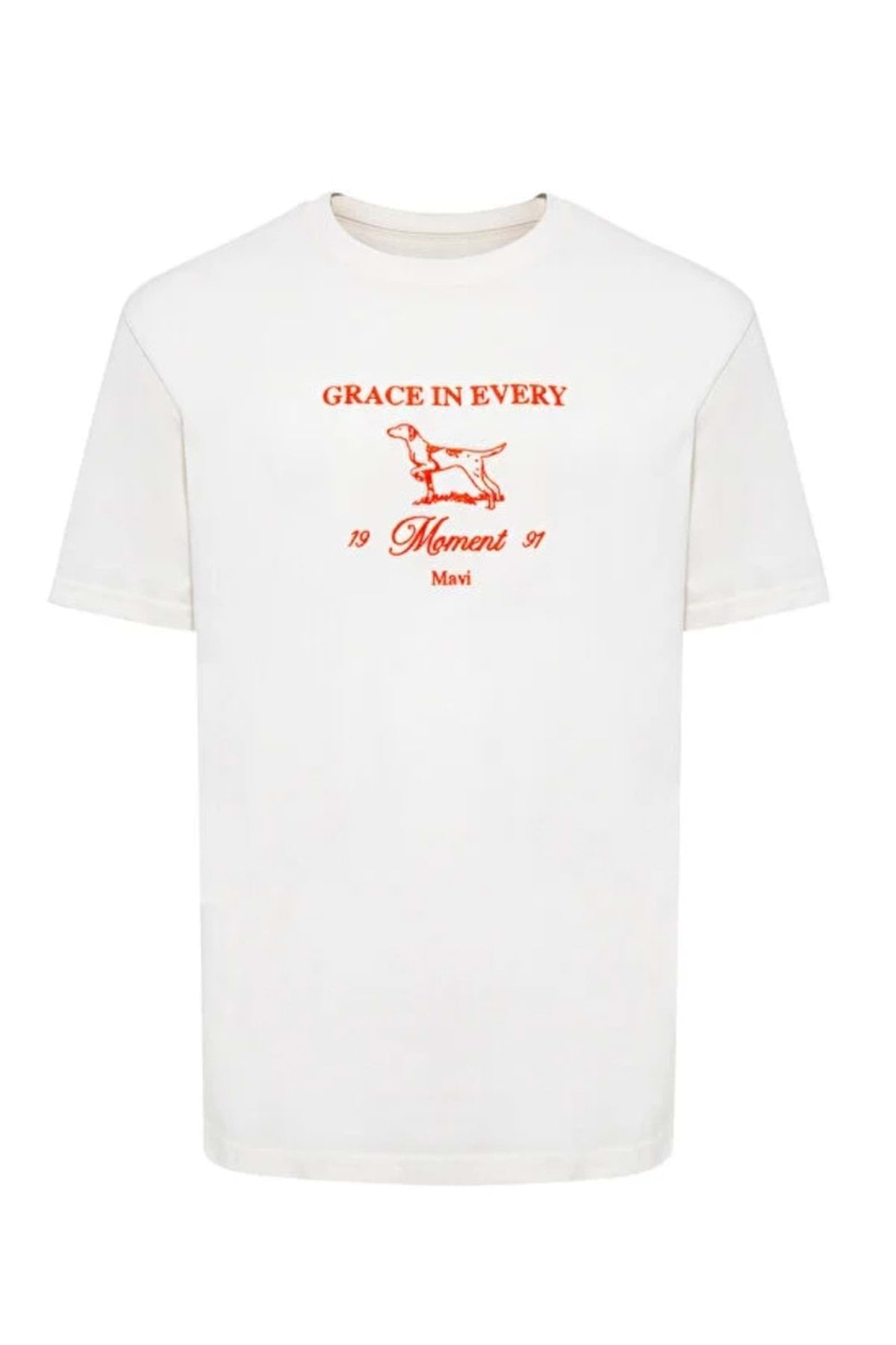 M0613159 Grace In Every Nakışlı Tişört Erkek T-Shirt KIRMIZI