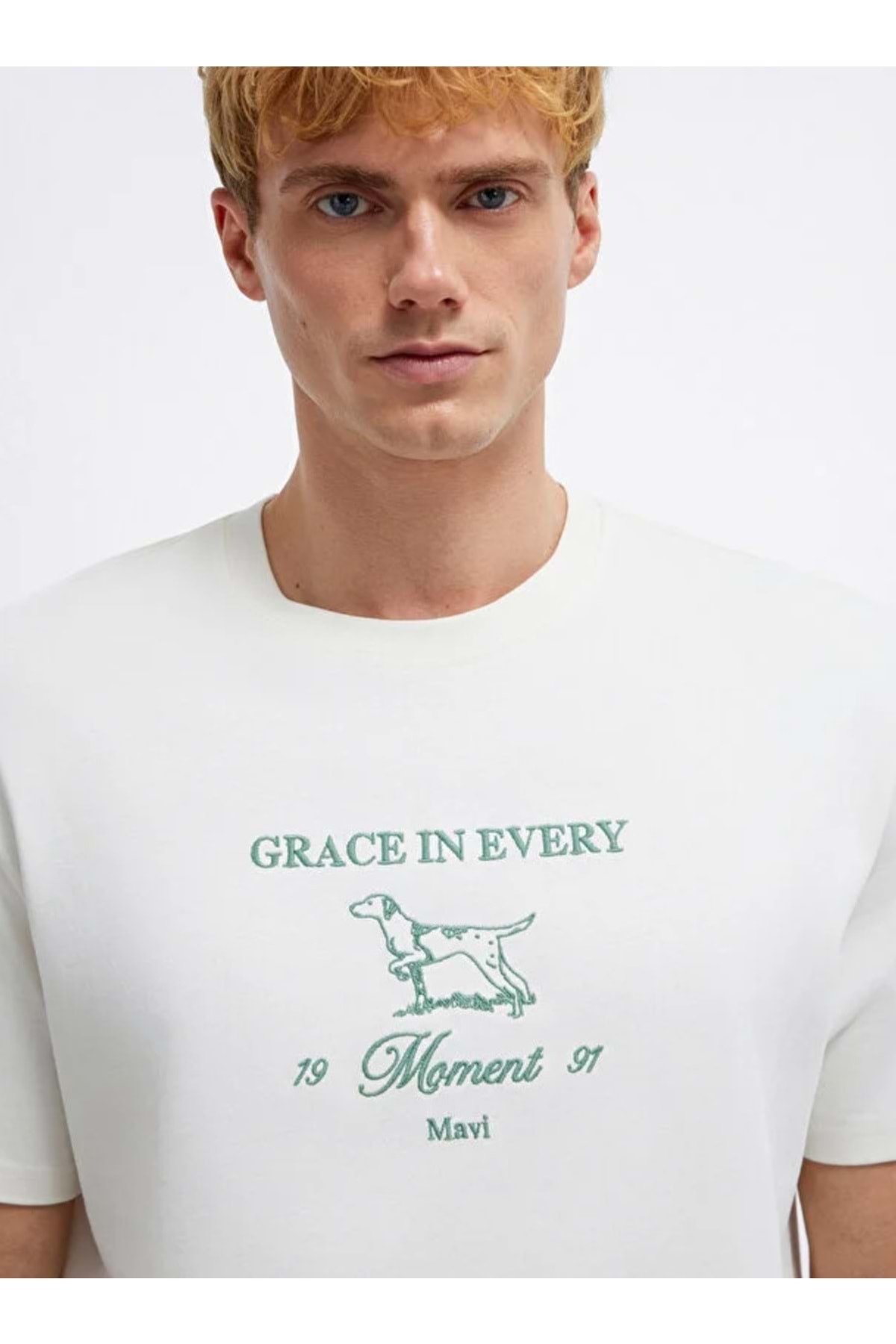 M0613159 Grace In Every Nakışlı Tişört Erkek T-Shirt YEŞİL