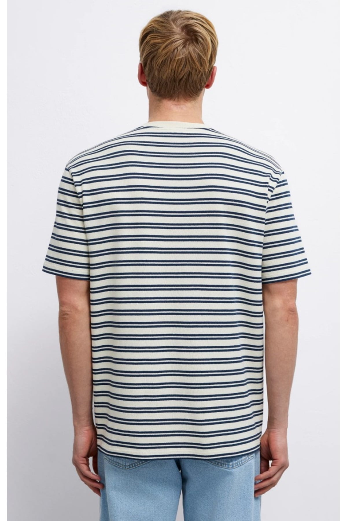 M0613166 Çizgili Tişört Erkek T-Shirt BEJ