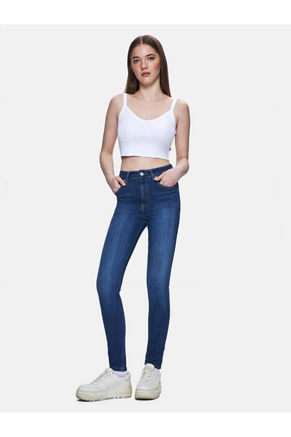 Marcella X Mırıelle Dar Paça Yüksek Bel Jean Pantolon 009515601592055725