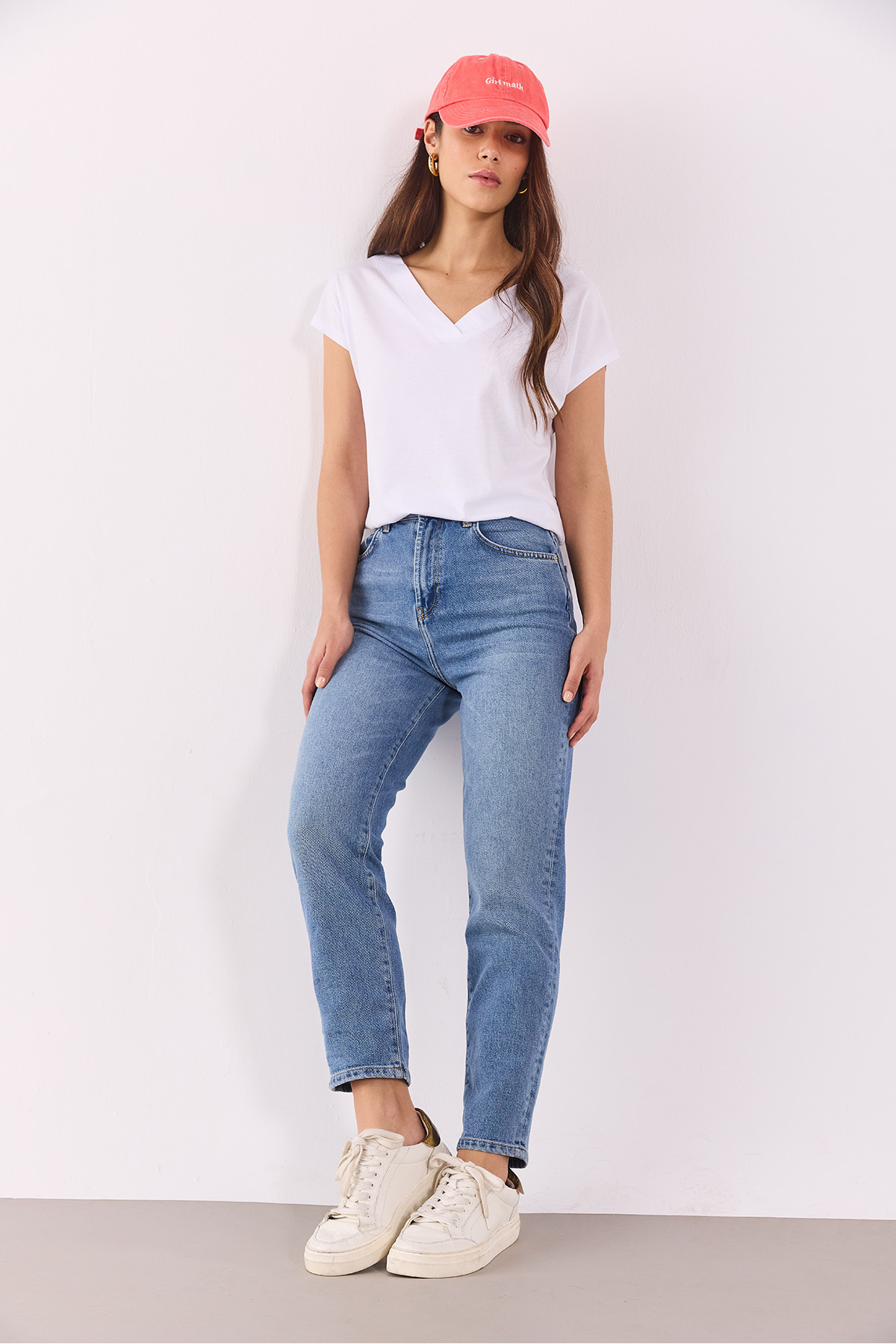 Maria Med Blue Slim Mom Jean Pantolon-MED BLUE