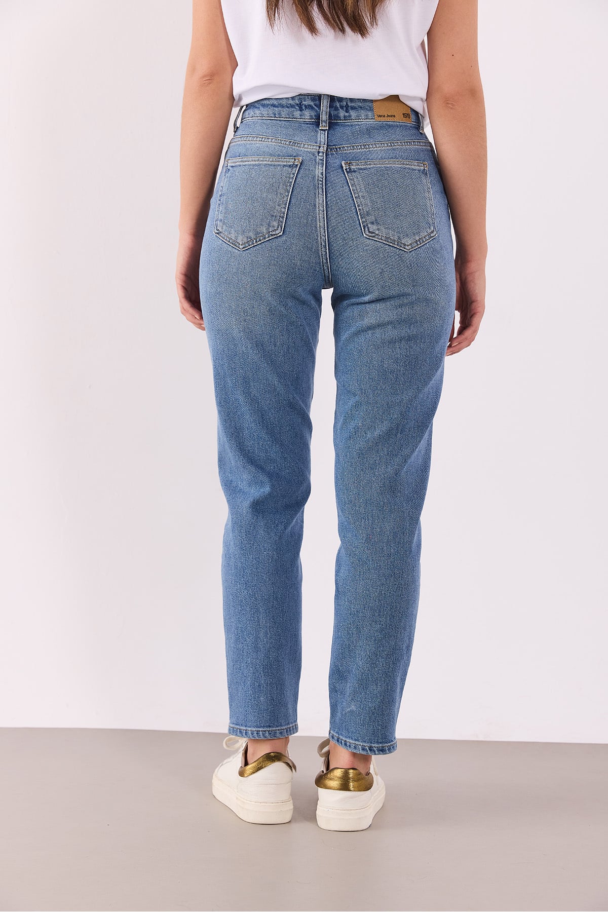 Maria Med Blue Slim Mom Jean Pantolon-MED BLUE
