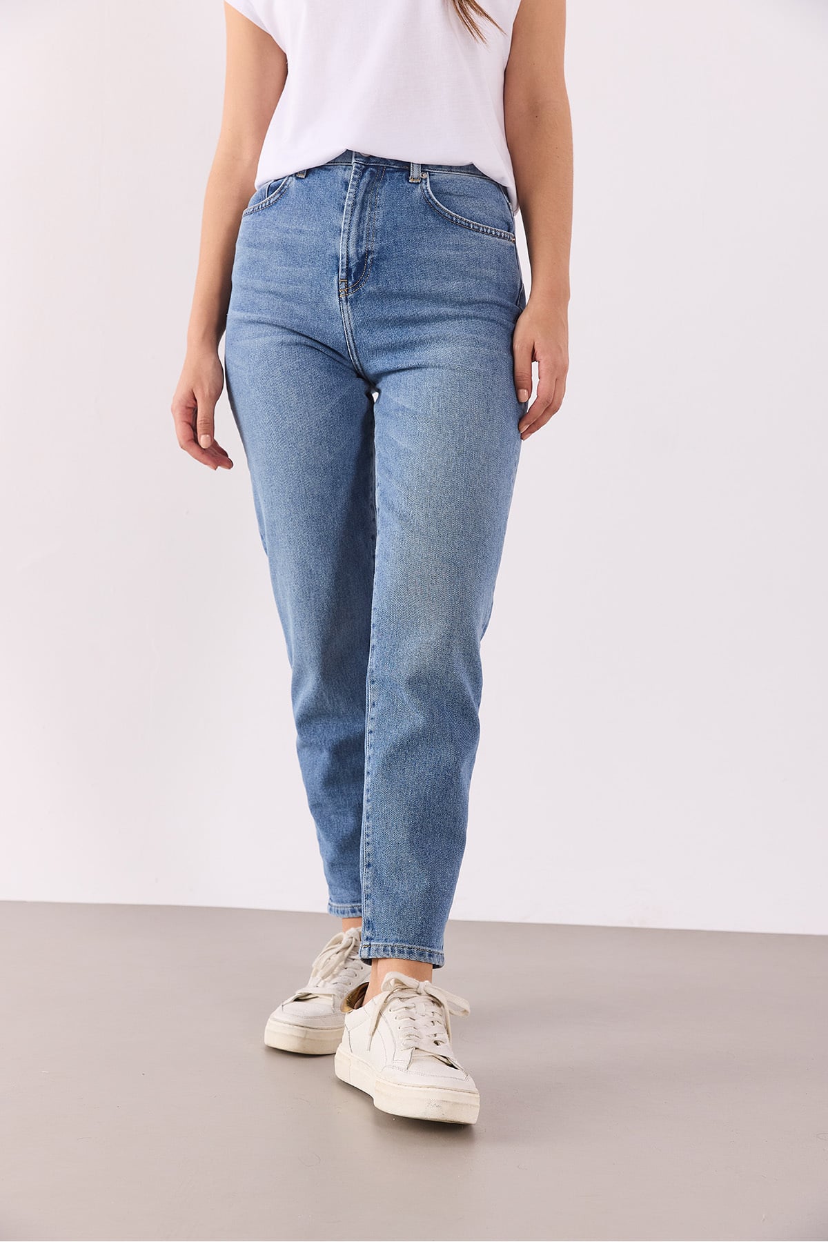 Maria Med Blue Slim Mom Jean Pantolon-MED BLUE