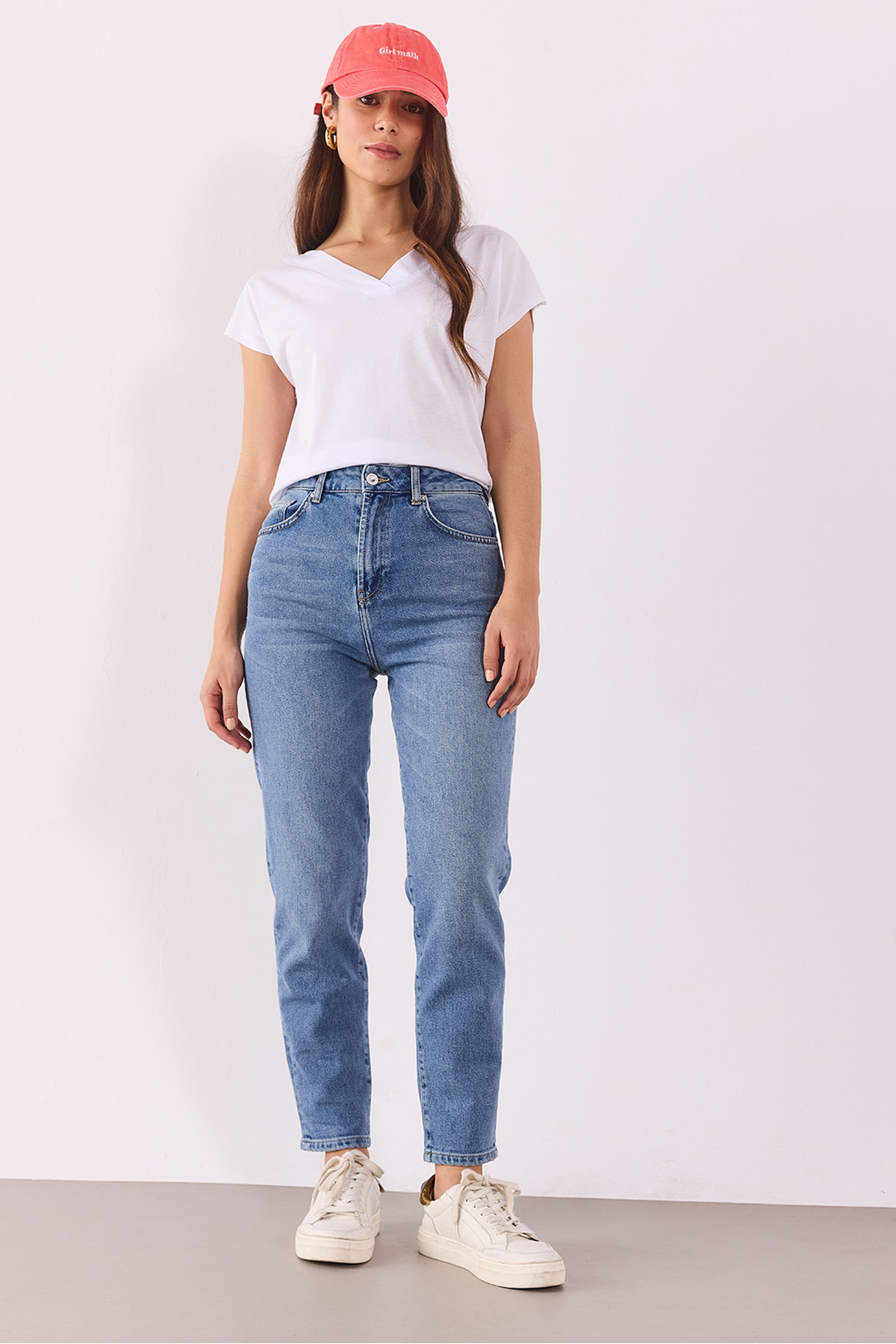 Maria Med Blue Slim Mom Jean Pantolon-MED BLUE