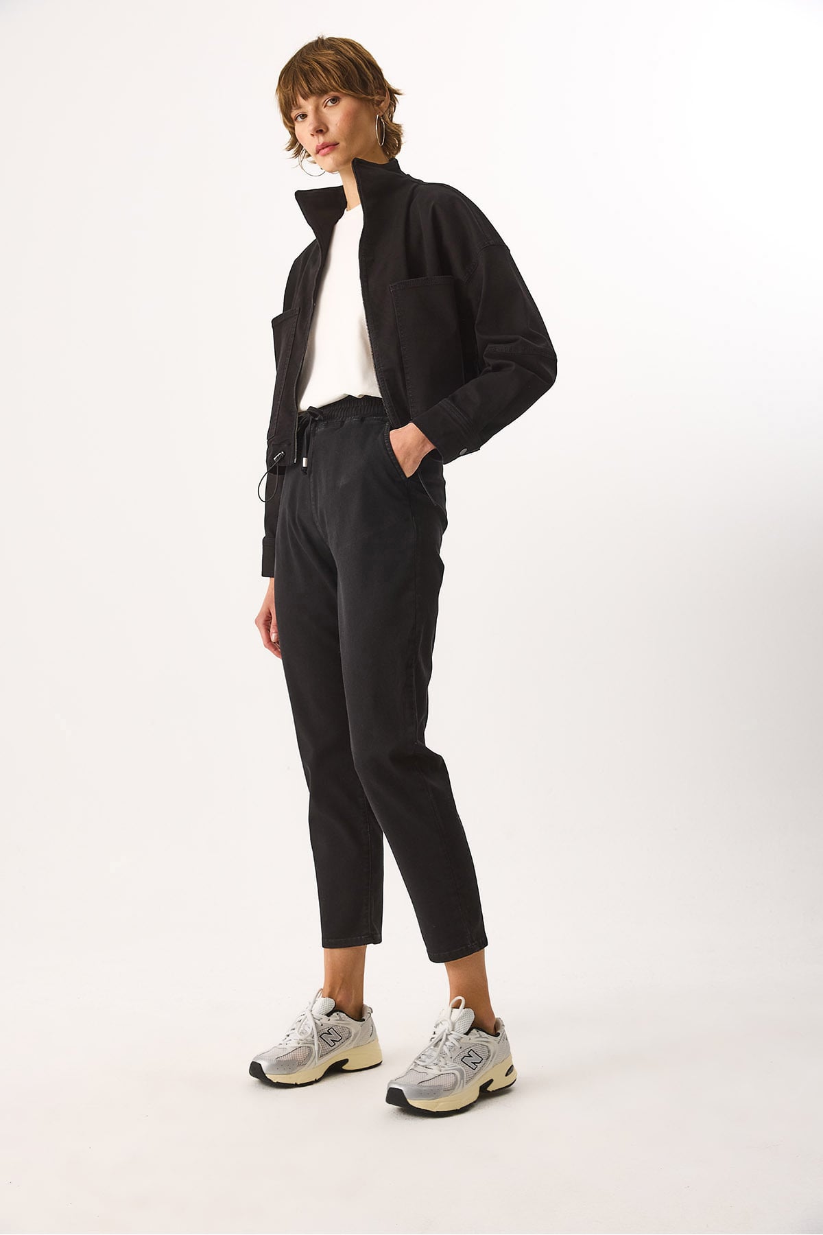 Marla Black Yüksek Bel Slouchy Jogger Pantolon - BLACK