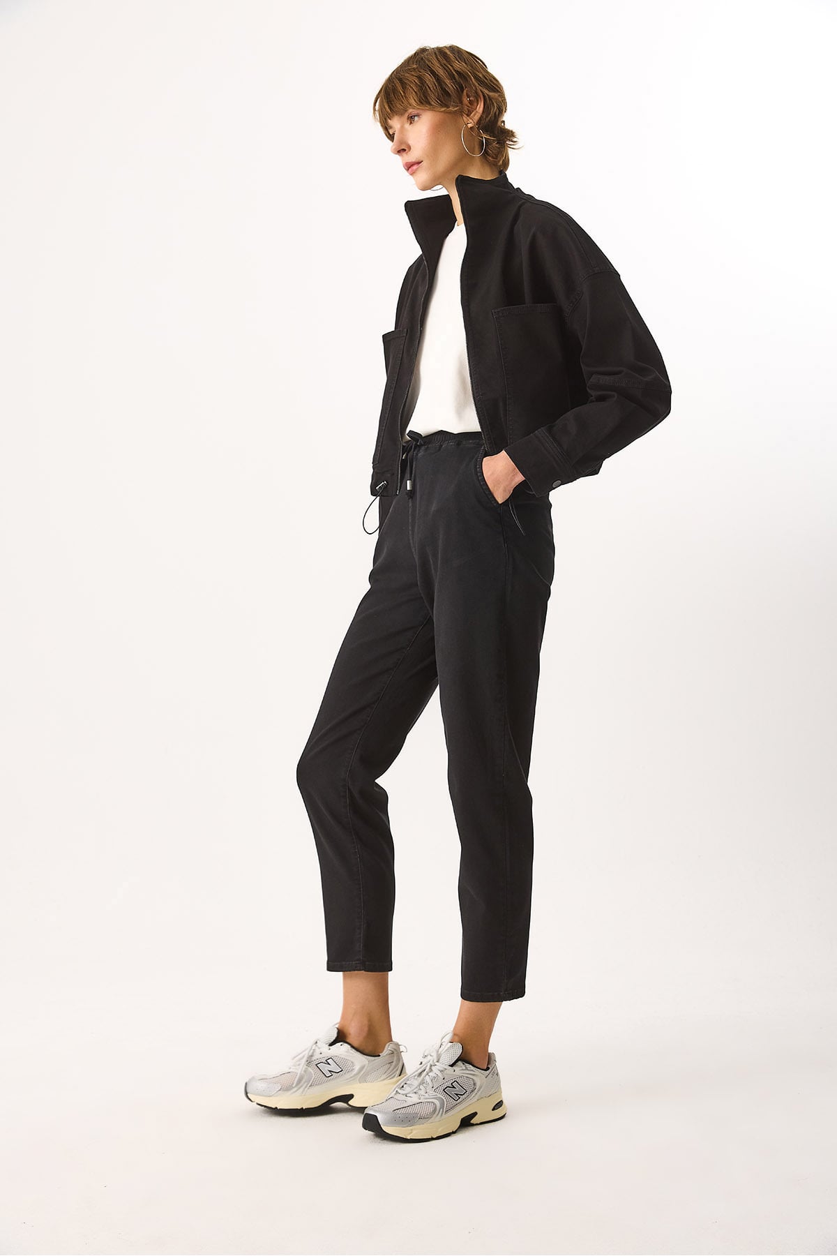 Marla Black Yüksek Bel Slouchy Jogger Pantolon - BLACK