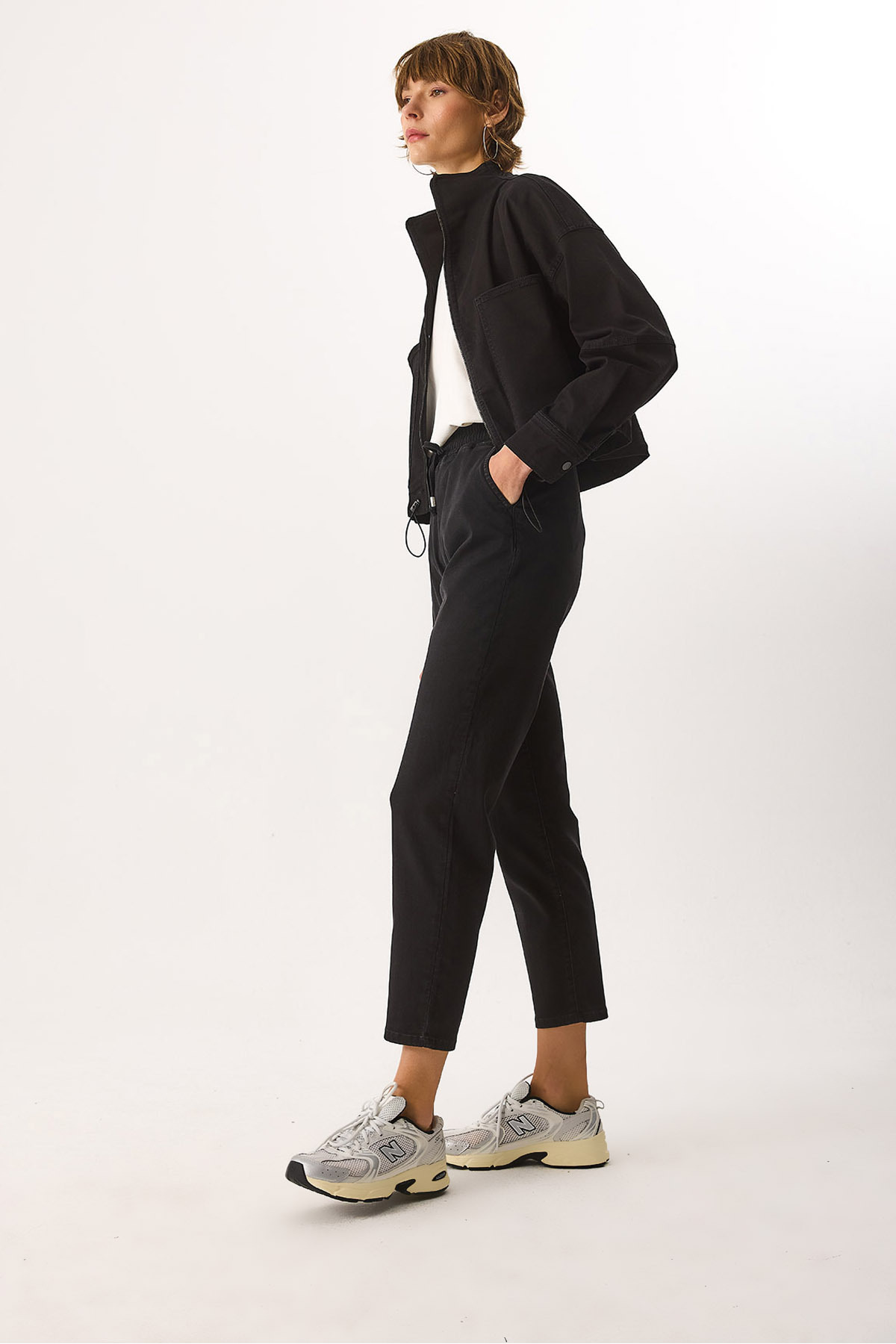 Marla Black Yüksek Bel Slouchy Jogger Pantolon - BLACK