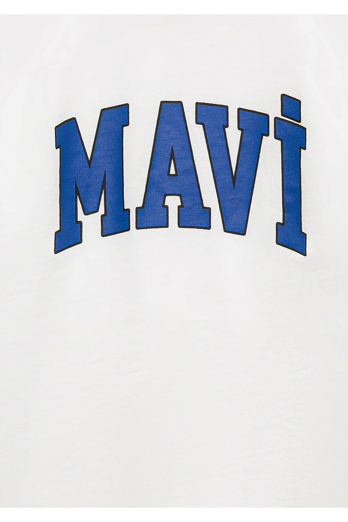 Mavi Logo Baskılı Tişört Kırık Beyaz