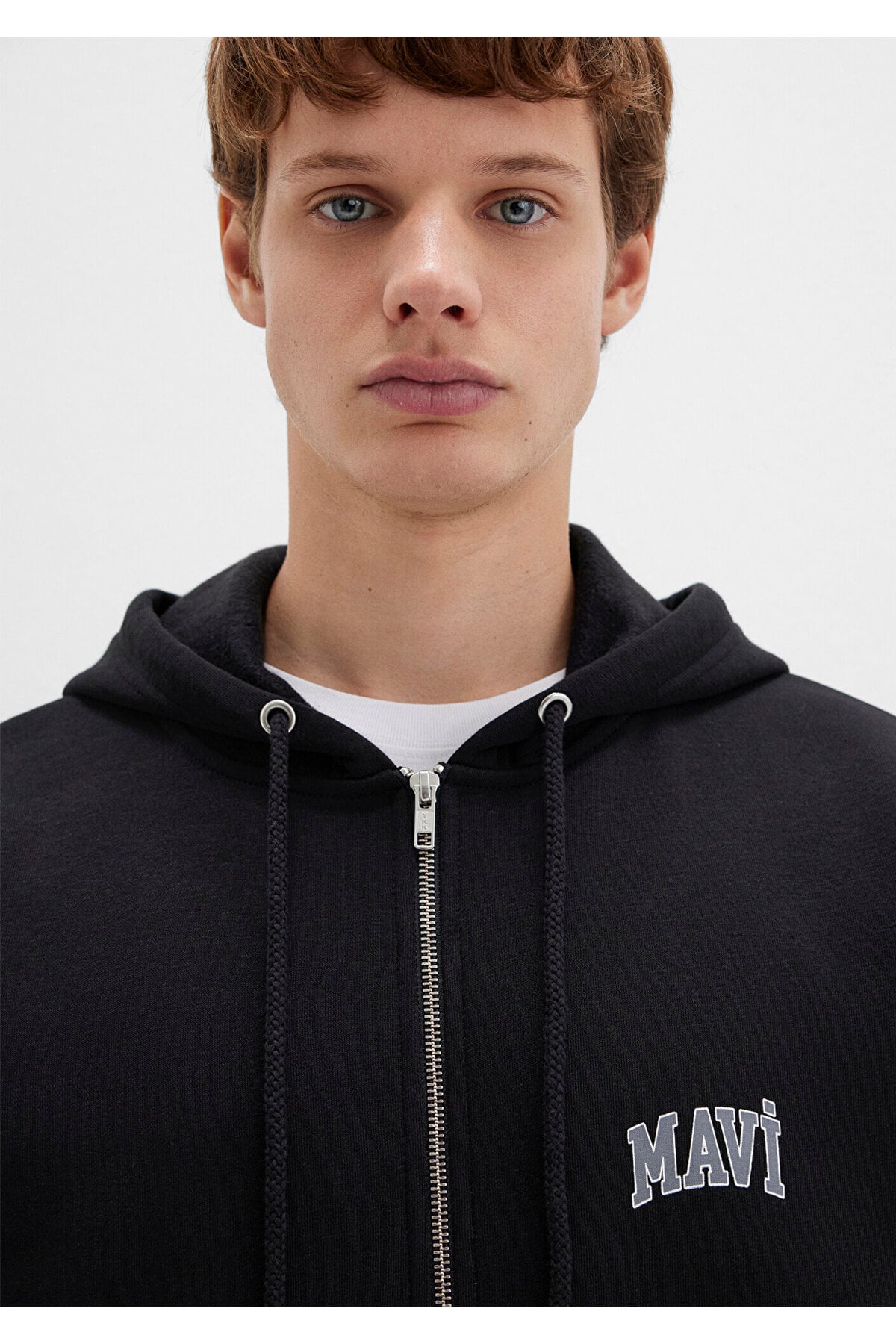 Mavi Logo Fermuarlı Kapüşonlu Sweatshırt