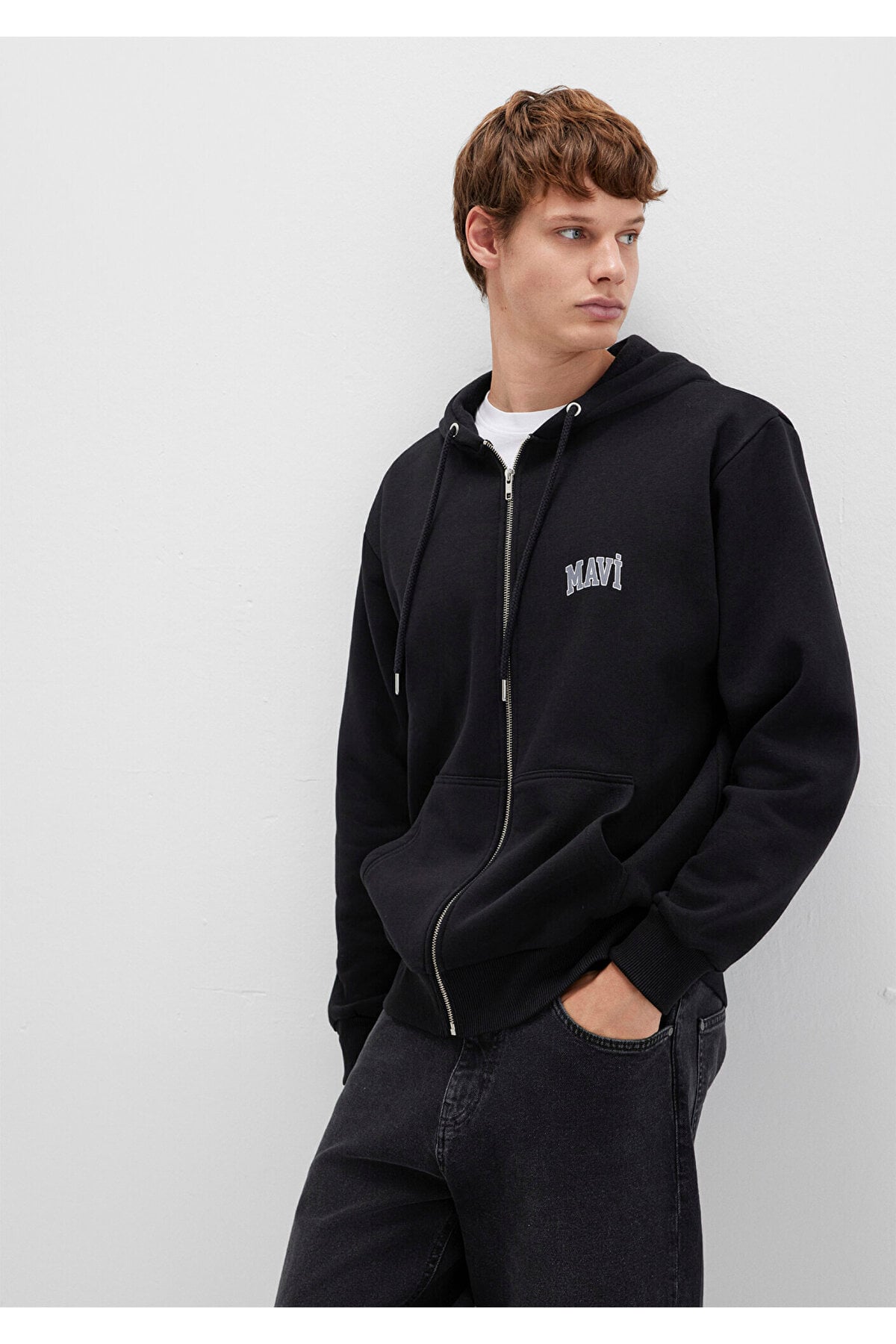 Mavi Logo Fermuarlı Kapüşonlu Sweatshırt