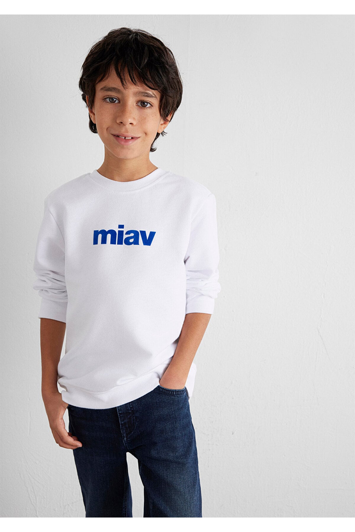Miav Baskılı Beyaz Çocuk Sweatshirt 6610031-620