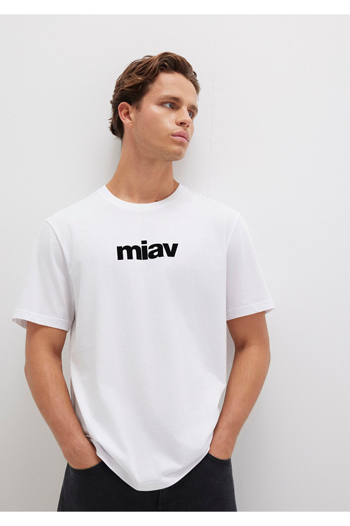 Miav Baskılı Tişört Beyaz