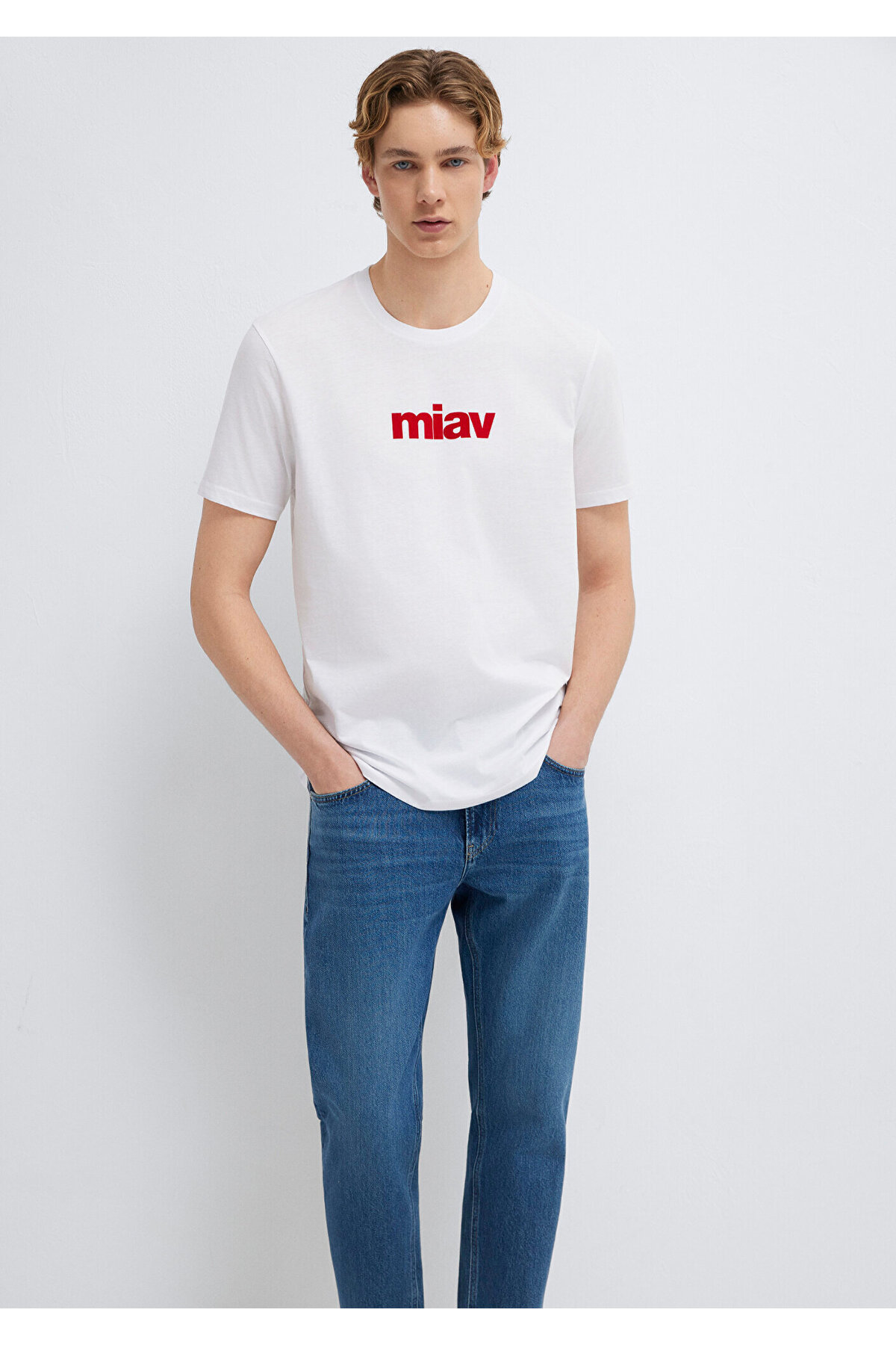 Miav Baskılı Tişört Beyaz