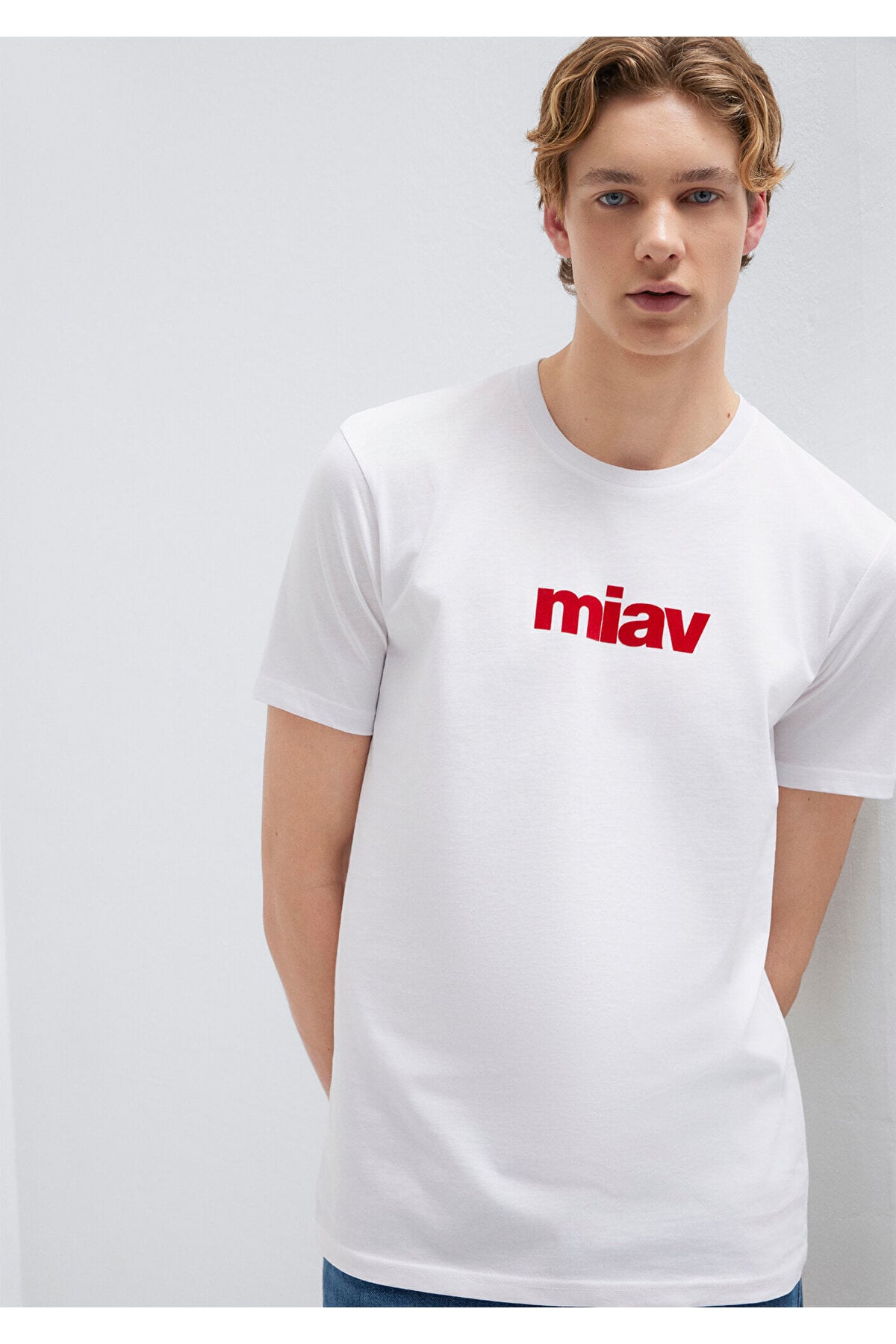 Miav Baskılı Tişört Beyaz