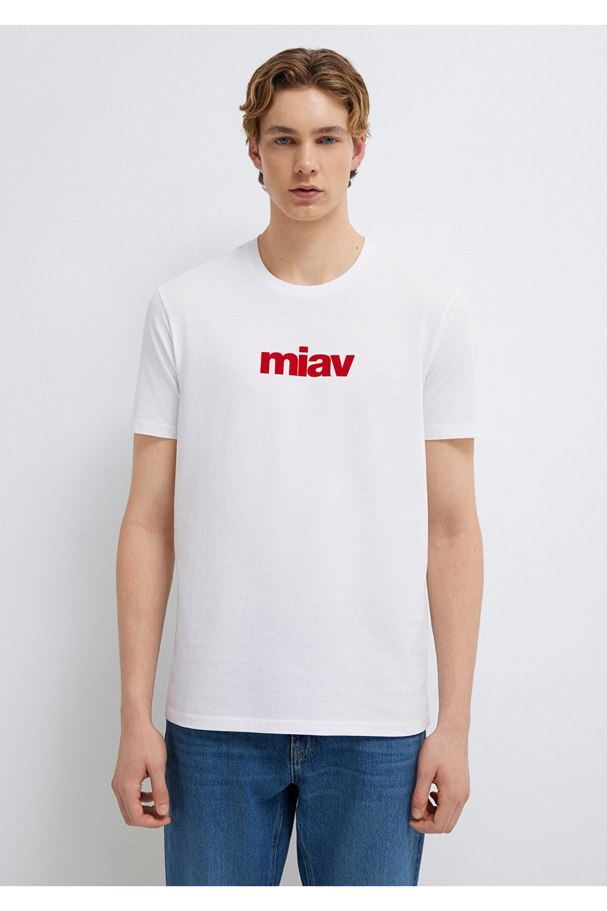 Miav Baskılı Tişört Beyaz