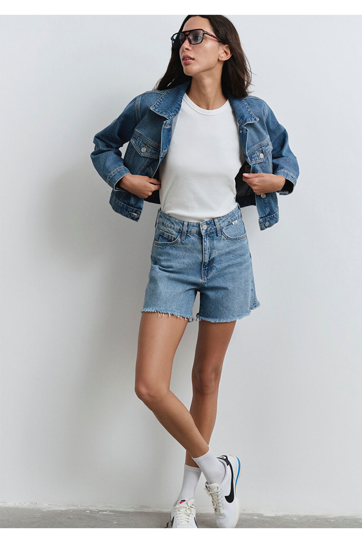 Millie 90lar İndigo Mavisi Jean Şort 1458987073