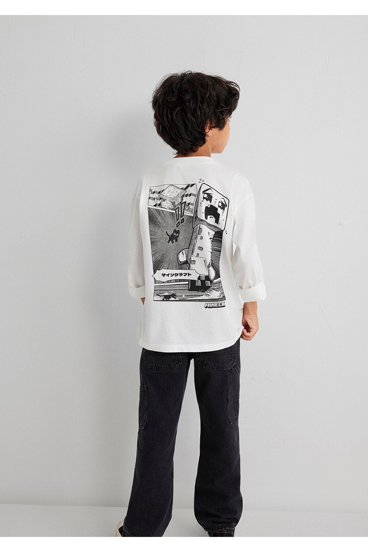 Minecraft Baskılı Beyaz Erkek Çocuk T-Shirt M6610378-70057