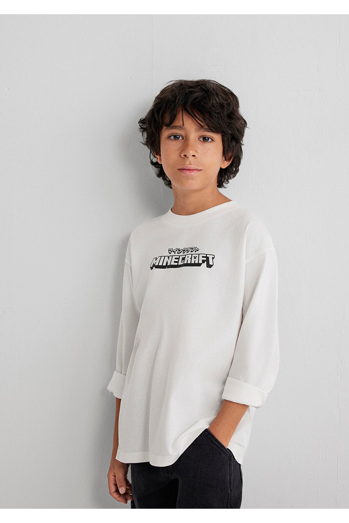 Minecraft Baskılı Beyaz Erkek Çocuk T-Shirt M6610378-70057