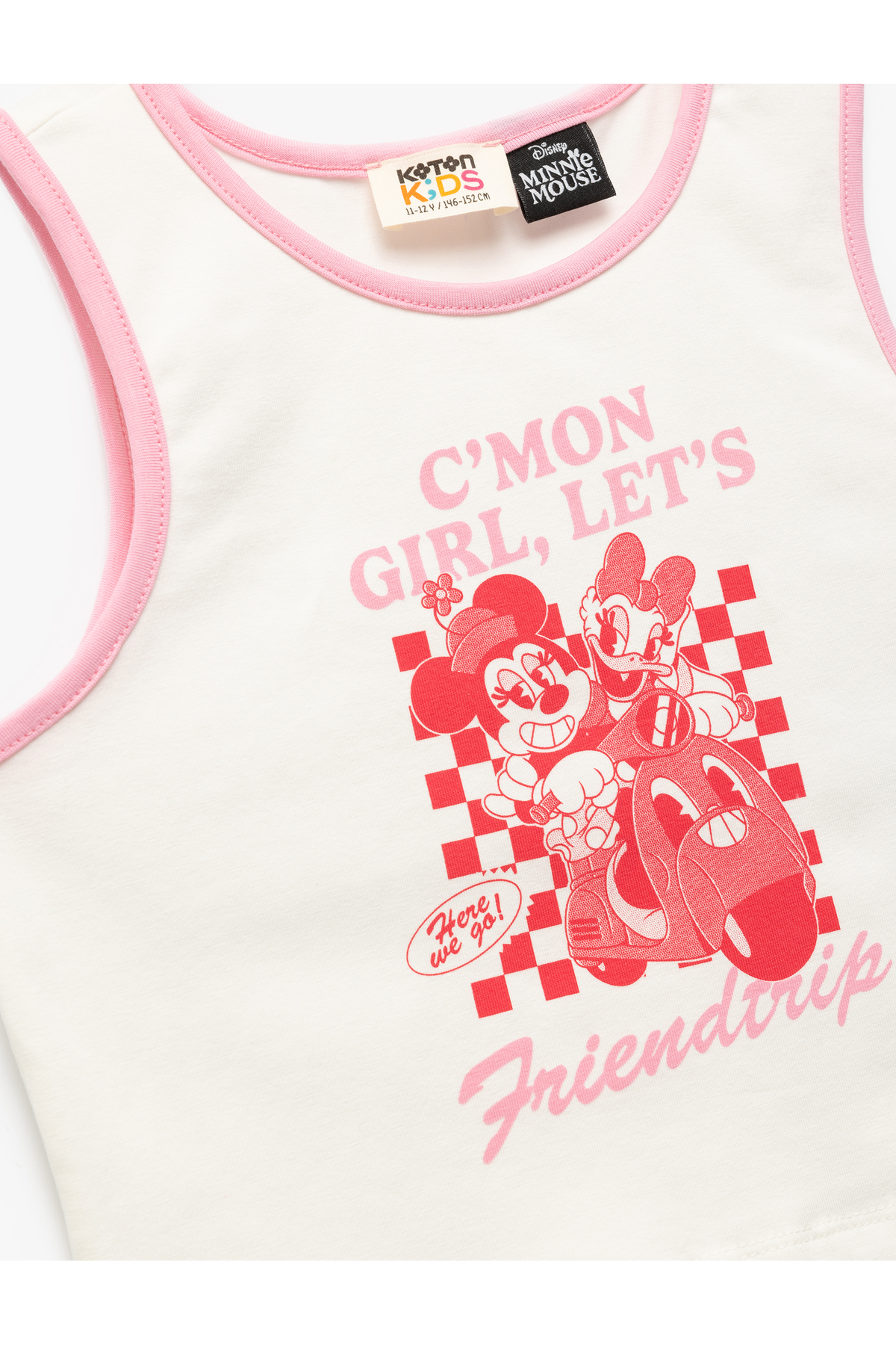 Minnie Mouse Lisanslı Baskılı Kolsuz Bisiklet Yaka Pamuklu Crop Atlet