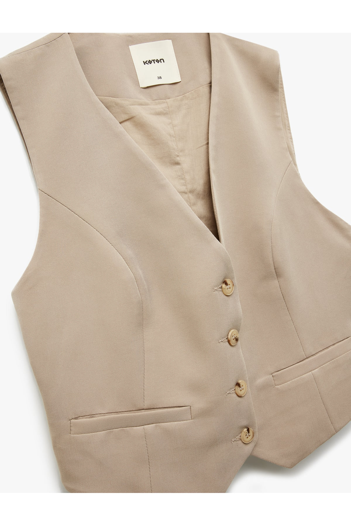 Modal Karışımlı Astarlı Slim Fit V Yaka Düğmeli Blazer Yelek