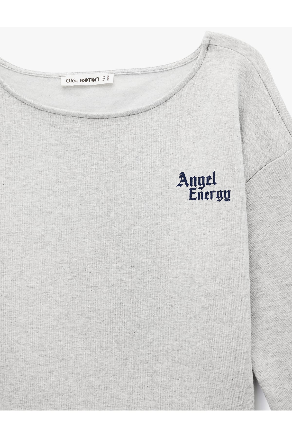 Modal Karışımlı Rahat Kalıp Kayık Yaka Arkası Baskılı Sweatshirt