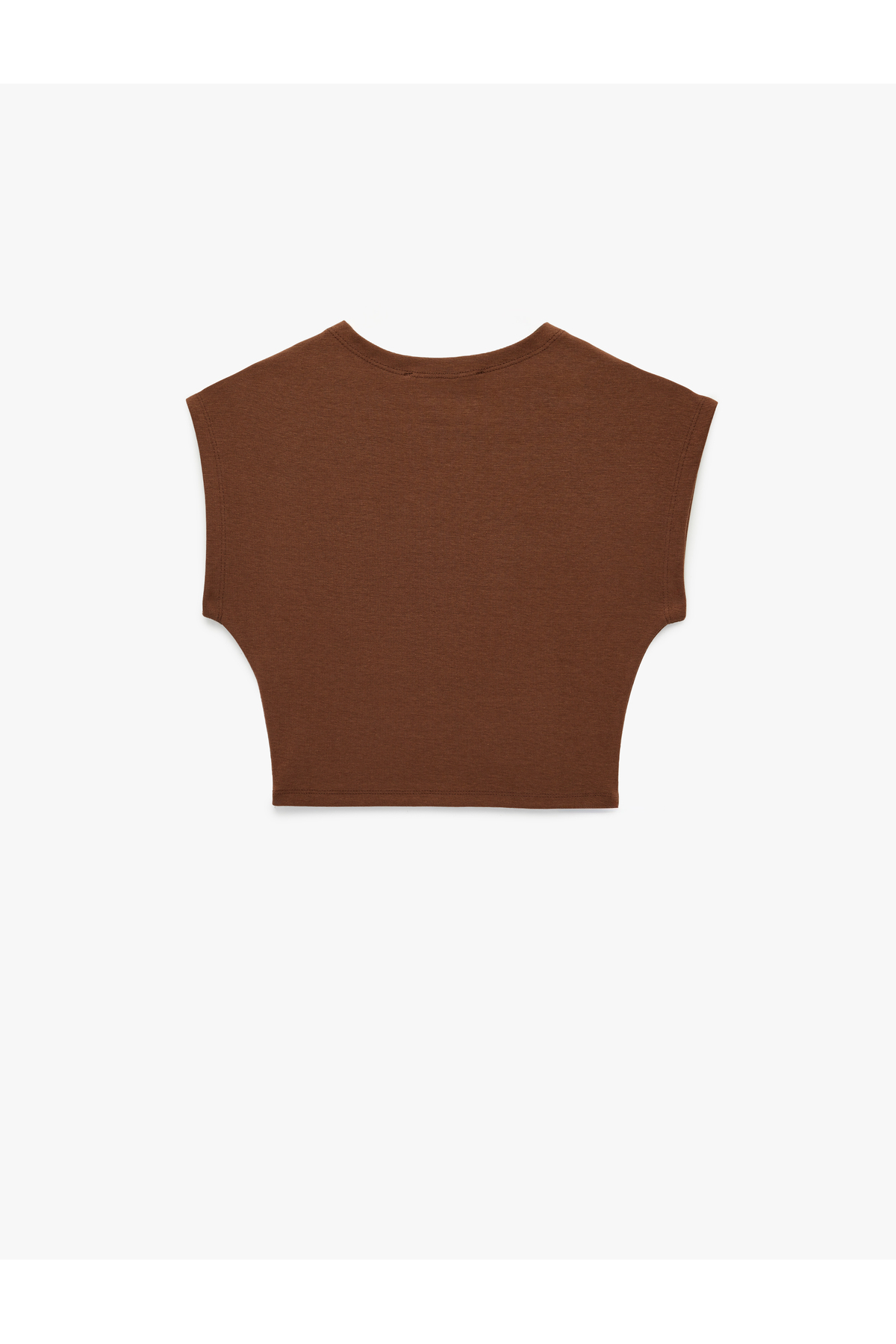 Modal Karışımlı Slim Fit Bisiklet Yaka Kolsuz Crop Tişört