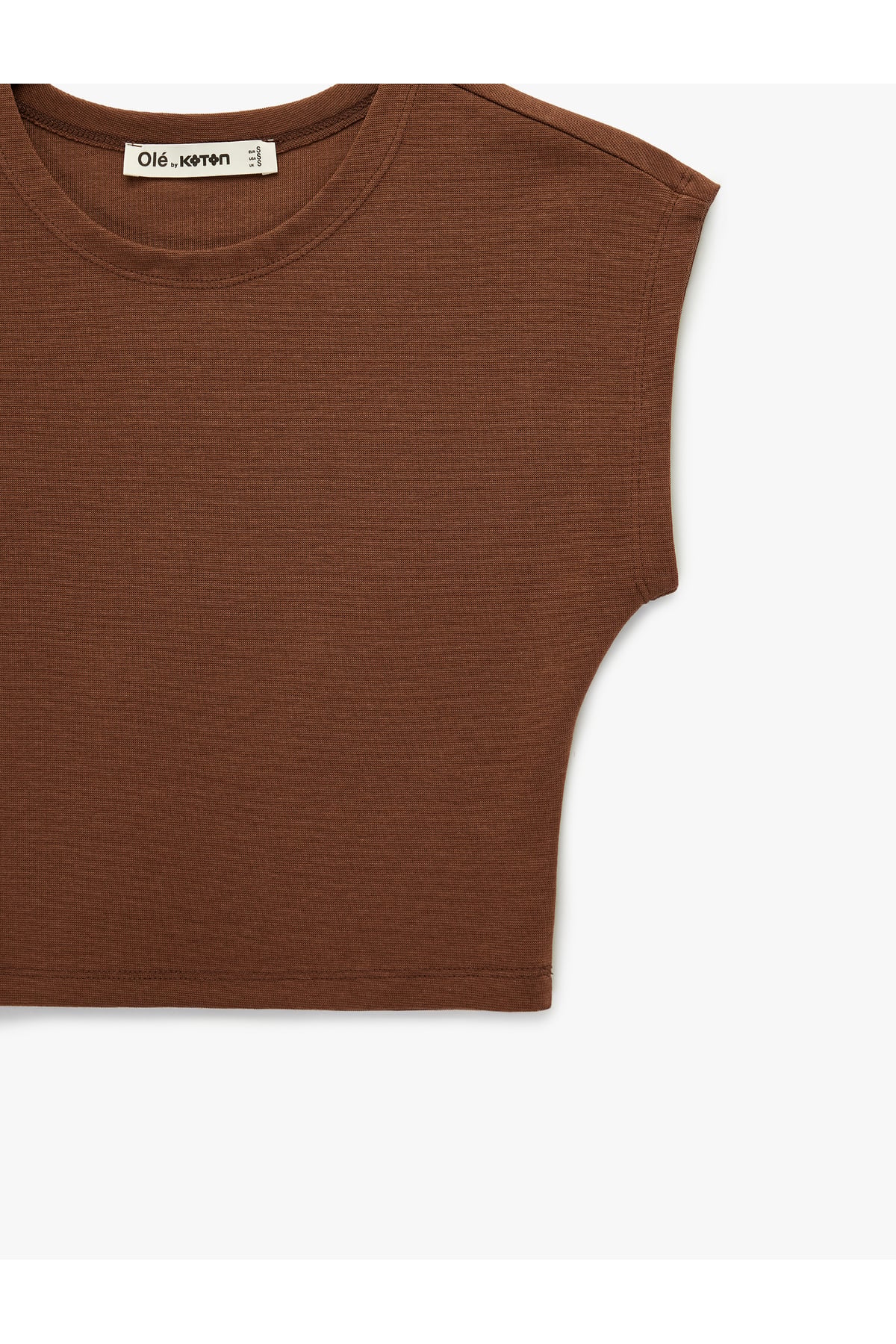 Modal Karışımlı Slim Fit Bisiklet Yaka Kolsuz Crop Tişört