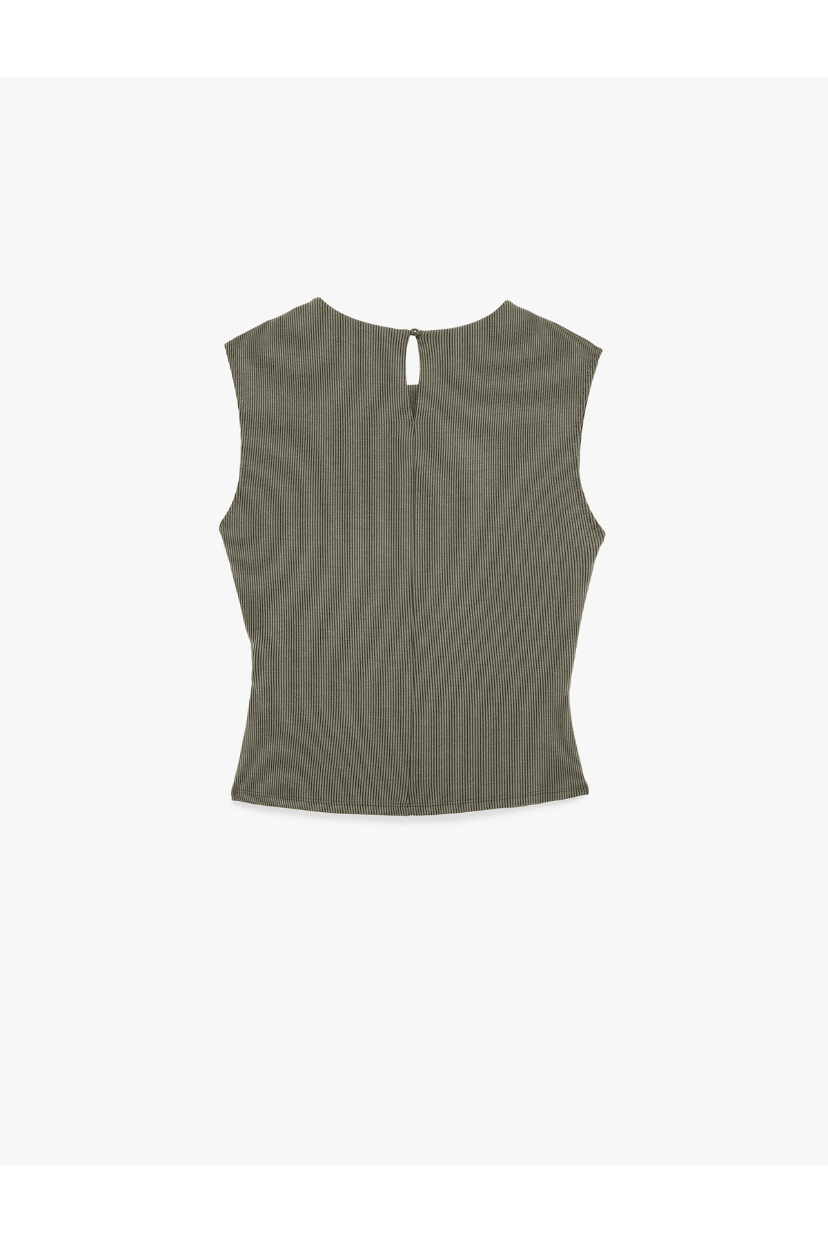 Modal Kumaş Slim Fit Drape Detaylı Bisiklet Yaka Kolsuz Fitilli Bluz