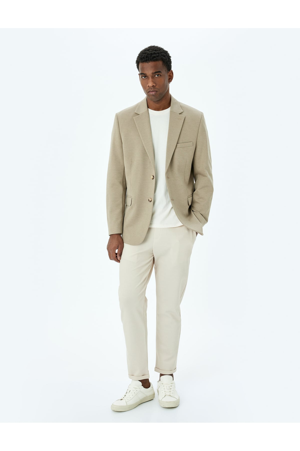 Mono Yaka Uzun Kollu Düğmeli Klasik Slim Fit Blazer Ceket