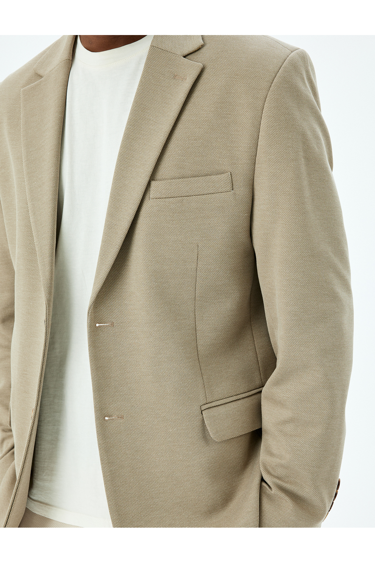 Mono Yaka Uzun Kollu Düğmeli Klasik Slim Fit Blazer Ceket