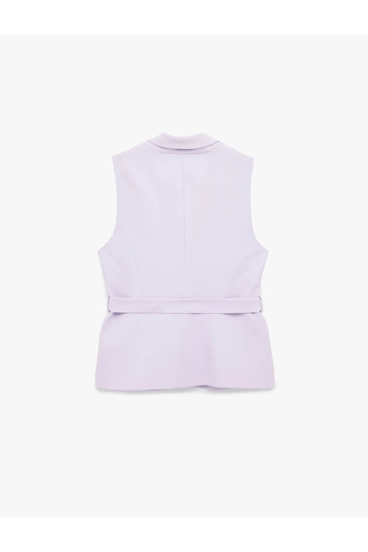 Mücevher Düğmeli Taşlı Kemer Detaylı Uzun Blazer Yelek